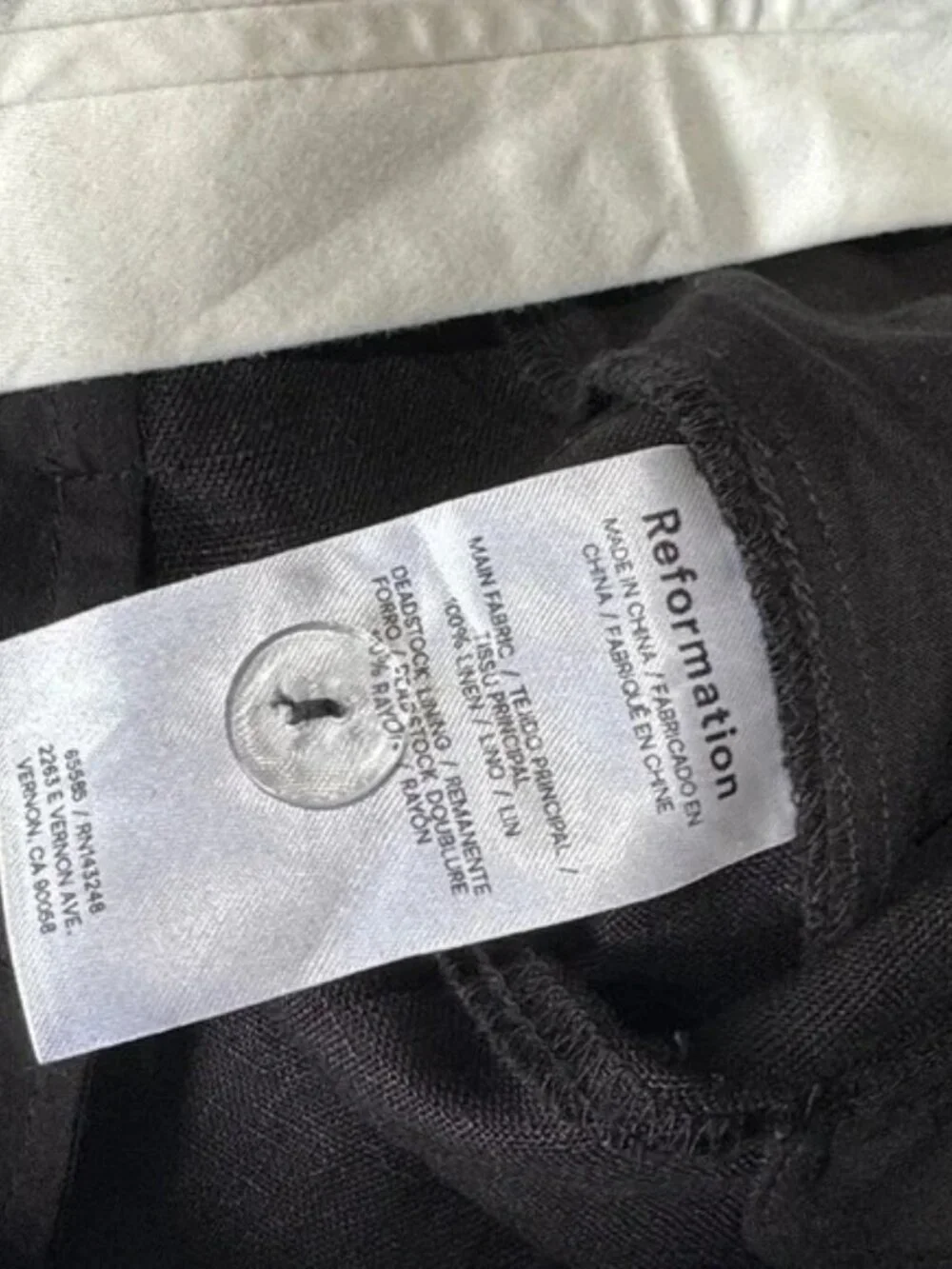 Reformation 'Alex' Black Linen Linen Pant Size 8 Petite 100% Linen